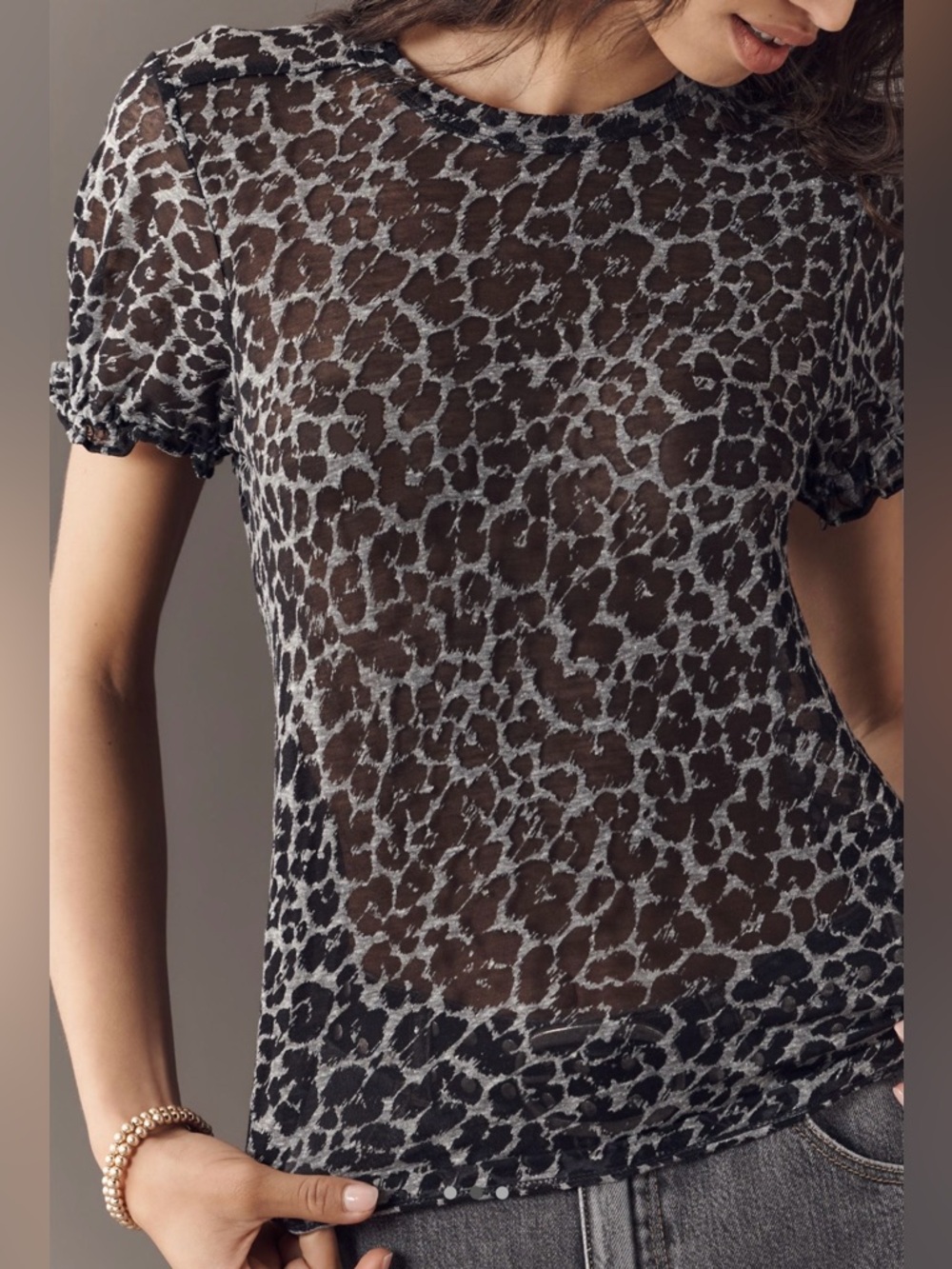 NWT Anthropologie The Bennie Slim Cotton-Slub Tee by Pilcro: Burnout Edition 3X